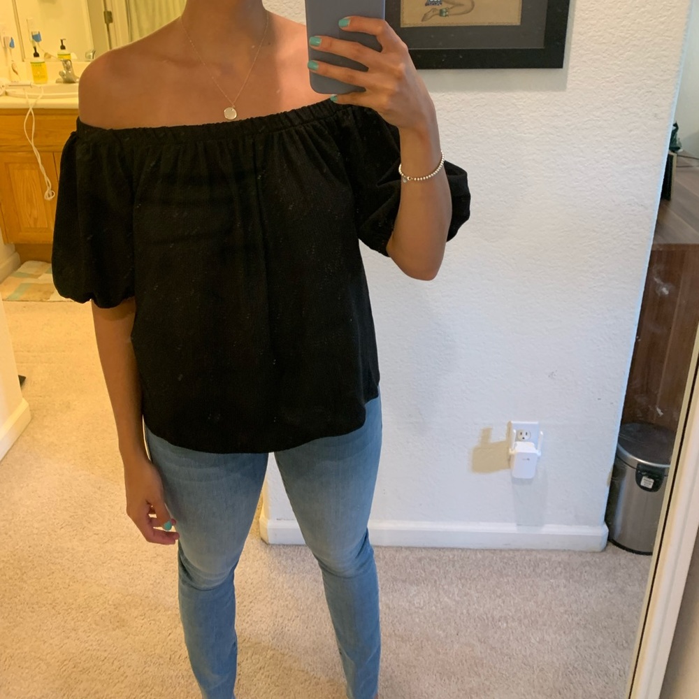Anthropologie off the shoulder black top